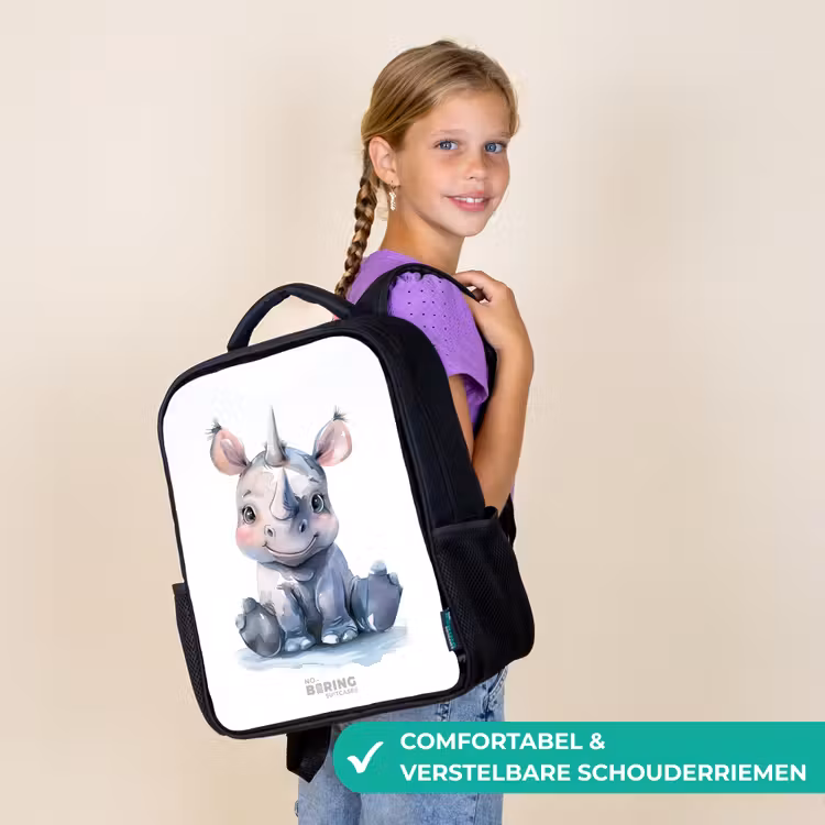 Kinderrugzak - Zwart - Baby neushoorn — 3