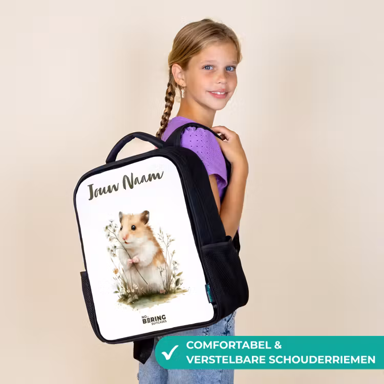Kinderrugzak - Zwart - Dier - Natuur - Hamster — 3