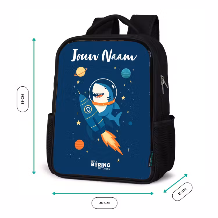 Kinderrugzak met naam - Zwart - Dier - Ruimte - Planeet - Raket ā 5