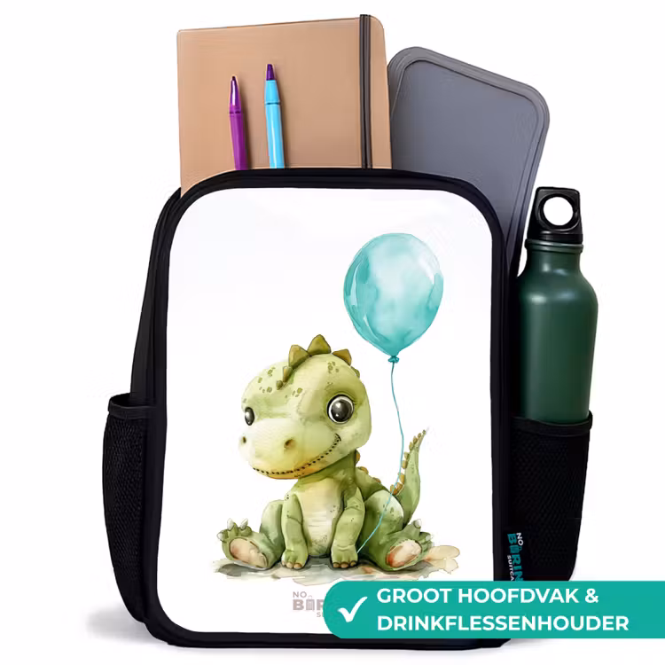 Kinderrugzak - Zwart - Dino met blauwe ballon — 4