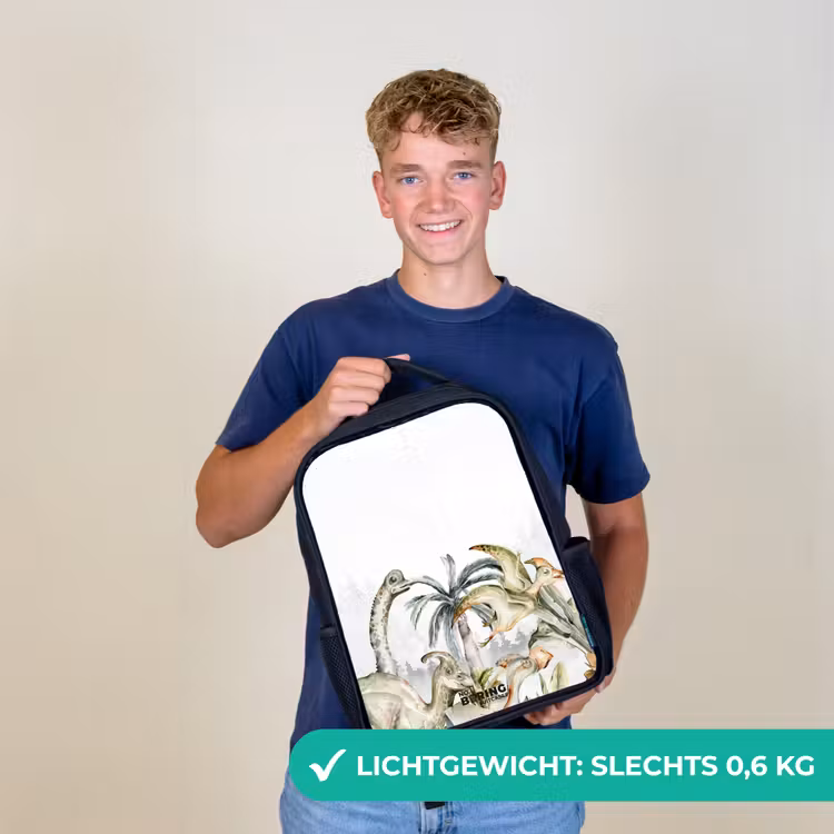 Kinderrugzak - Zwart - Dino's in een ruig landschap — 2