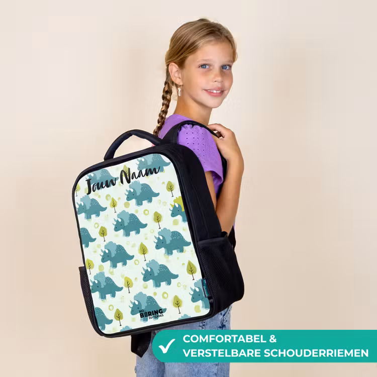 Kinderrugzak met naam - Zwart - Dinos - Patroon - Natuur — 3