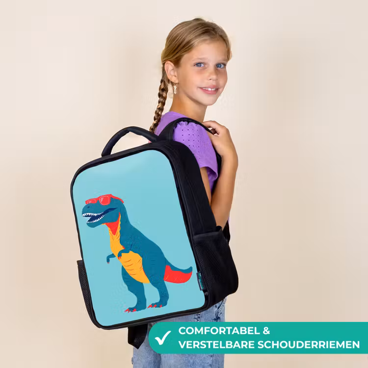 Kinderrugzak - Zwart - Dinosaurus - Blauw - Zonnebril — 3