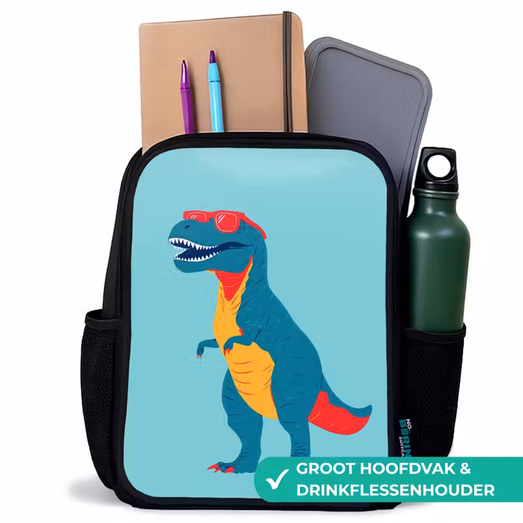 Kinderrugzak - Zwart - Dinosaurus - Blauw - Zonnebril — 4