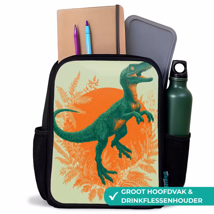 Kinderrugzak - Zwart - Dinosaurus - Groen - Planten - Cirkel — 4