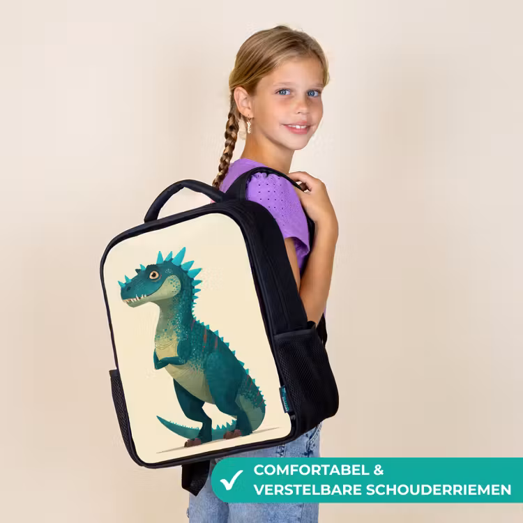 Kinderrugzak - Zwart - Dinosaurus - Turquoise - Stekels — 3