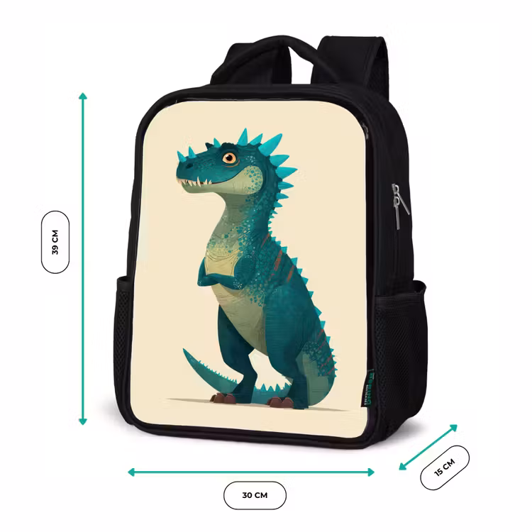 Kinderrugzak - Zwart - Dinosaurus - Turquoise - Stekels — 5