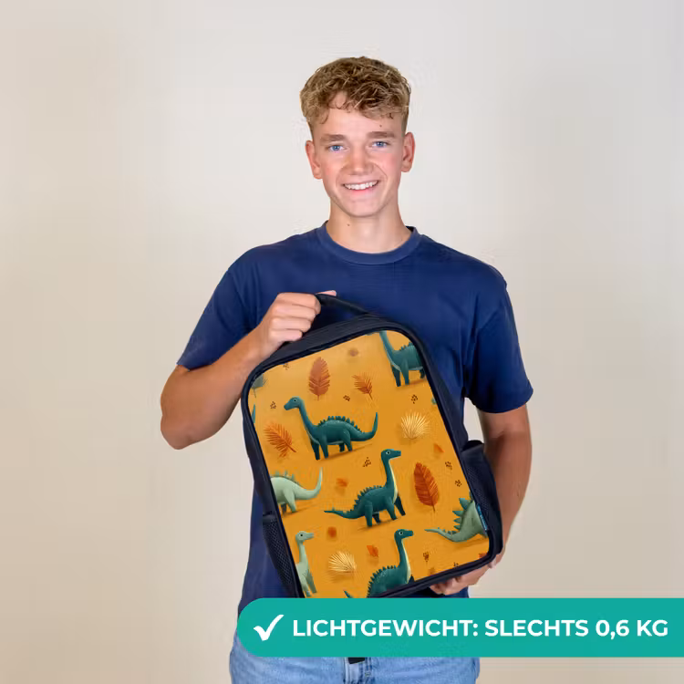 Kinderrugzak - Zwart - Dinosaurussen - Stekels - Herfstbladeren - Bruin — 2