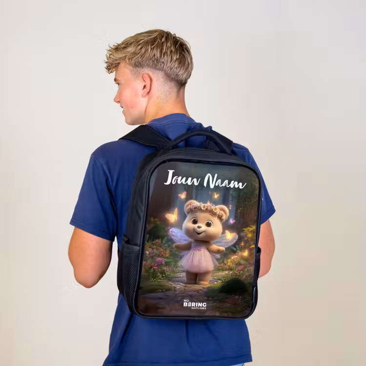 Kinderrugzak met naam - Zwart - Beer - Vlinders - Bos - Fairy — 6