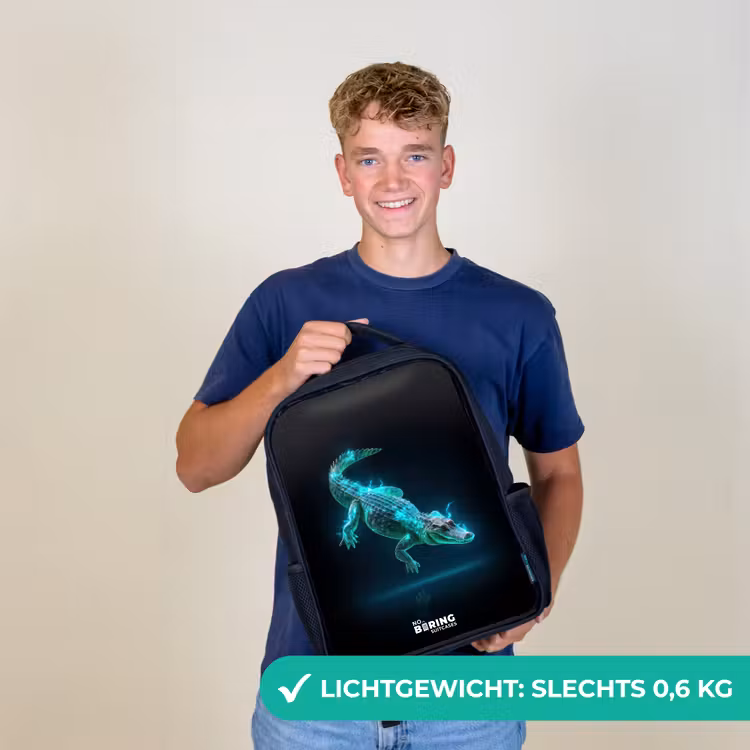 Kinderrugzak - Zwart - Cyberkrokodil in actiehouding — 2