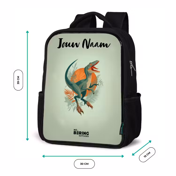 Kinderrugzak met naam - Zwart - Dier - Dino - Natuur — 5