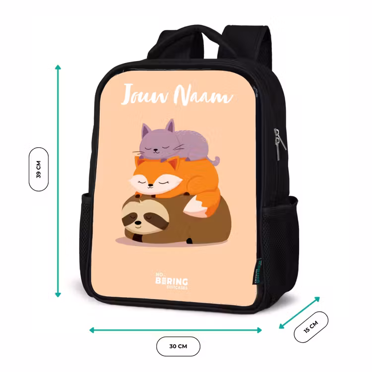 Kinderrugzak met naam - Zwart - Dieren - Slapen - Samen — 5