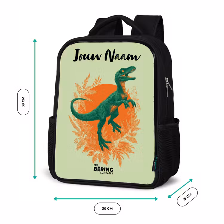 Kinderrugzak met naam - Zwart - Dino - Natuur - Groen — 5