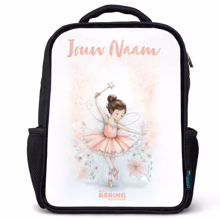 Kinderrugzak met naam - Zwart - Ballerina - Elf - Fee — 1