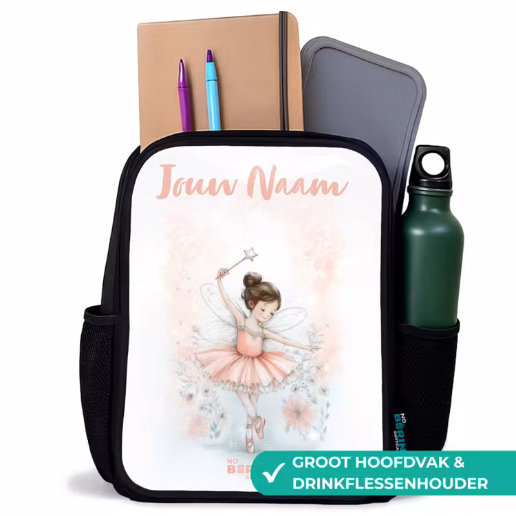 Kinderrugzak met naam - Zwart - Ballerina - Elf - Fee — 4