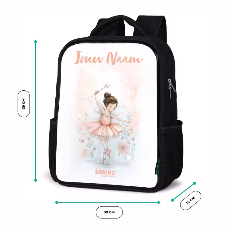 Kinderrugzak met naam - Zwart - Ballerina - Elf - Fee — 5