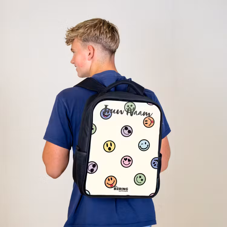 Kinderrugzak met naam - Zwart - Speelse smiley-mix — 6
