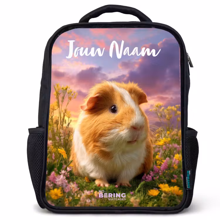 Kinderrugzak met naam - Zwart - Cavia - Natuur - Dier — 1