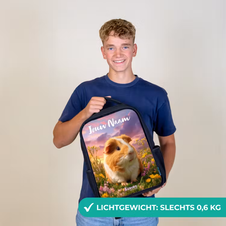 Kinderrugzak met naam - Zwart - Cavia - Natuur - Dier — 2