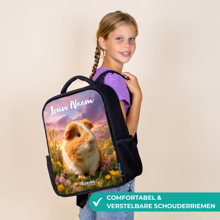 Kinderrugzak met naam - Zwart - Cavia - Natuur - Dier — 3