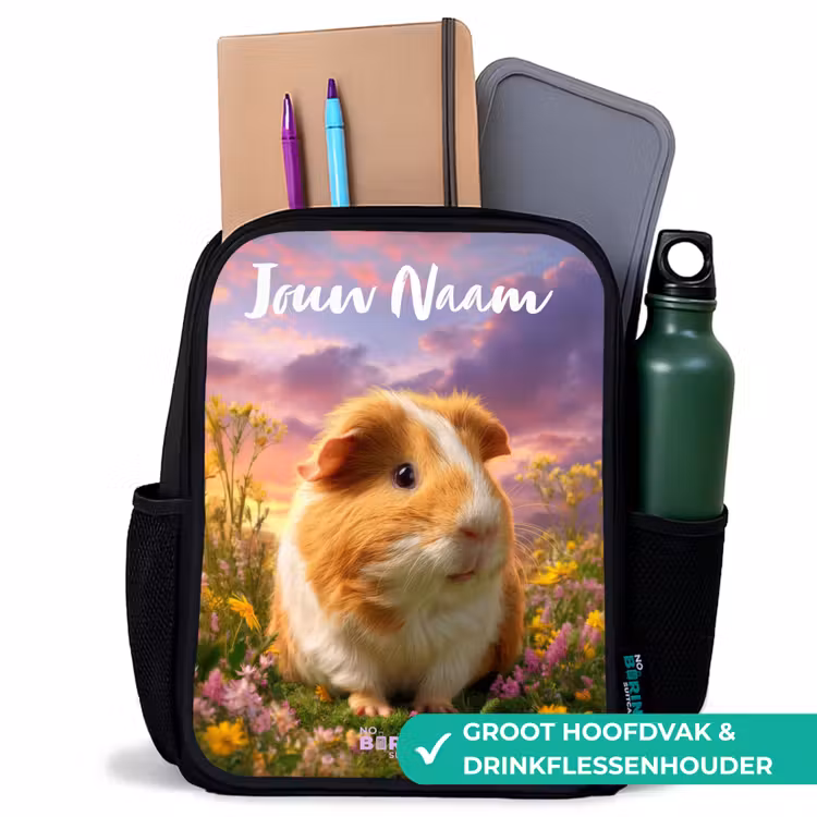 Kinderrugzak met naam - Zwart - Cavia - Natuur - Dier — 4