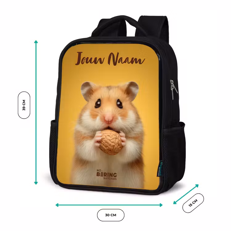 Kinderrugzak met naam - Zwart - Hamster - Walnoot - Dier — 5