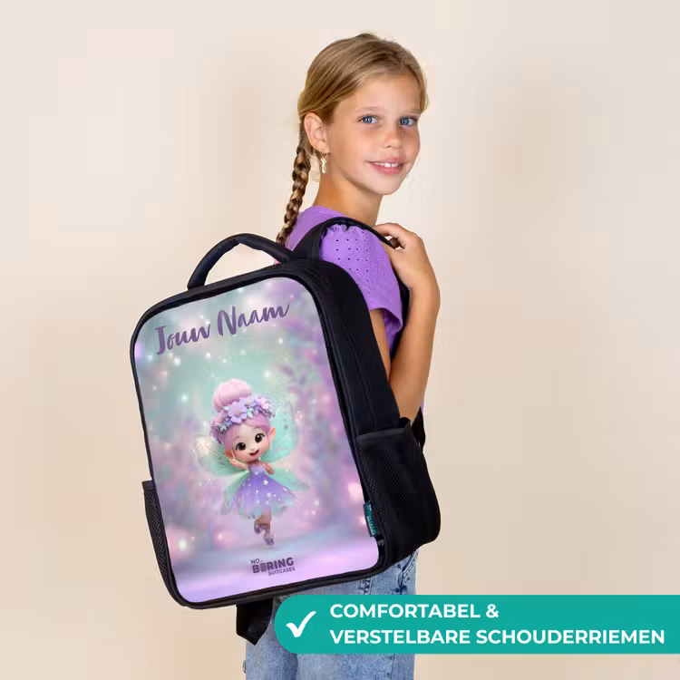 Kinderrugzak met naam - Zwart - Elf - Tover - Magisch — 3