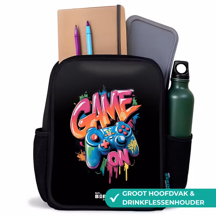 Kinderrugzak - Zwart - Game - Controller - Graffiti - Neon — 4