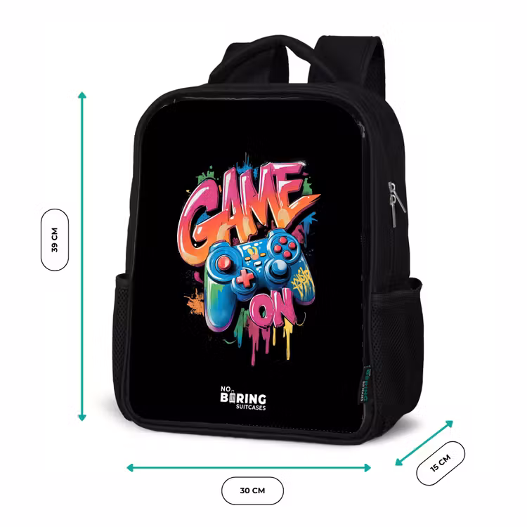 Kinderrugzak - Zwart - Game - Controller - Graffiti - Neon — 5