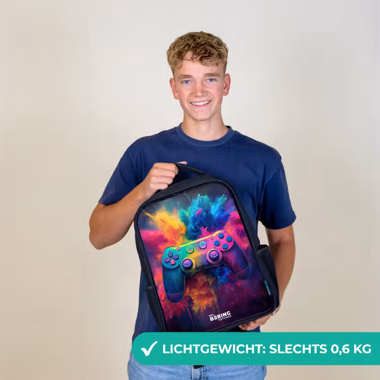 Kinderrugzak - Zwart - Game - Controller - Kleurrijk - Explosie — 2