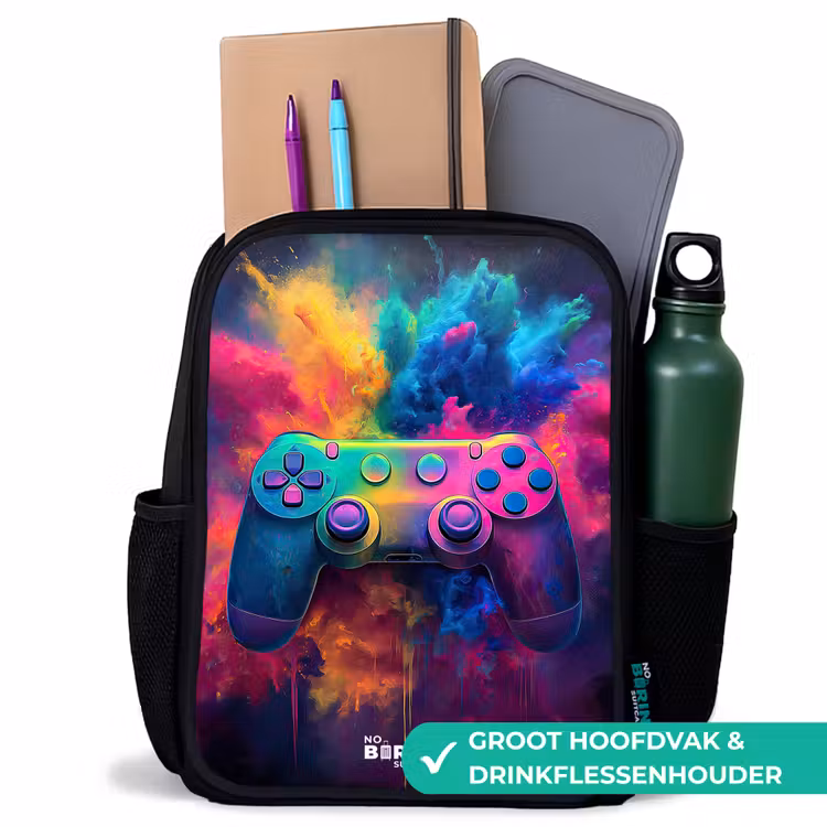 Kinderrugzak - Zwart - Game - Controller - Kleurrijk - Explosie — 4