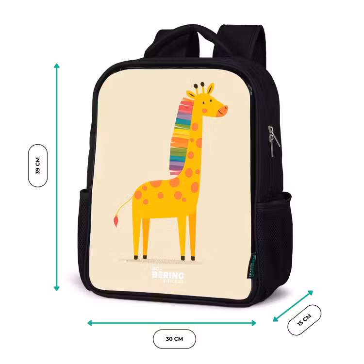 Kinderrugzak - Zwart - Giraffe - Dier - Kleurrijk — 5