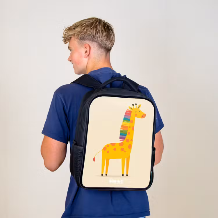 Kinderrugzak - Zwart - Giraffe - Dier - Kleurrijk — 6