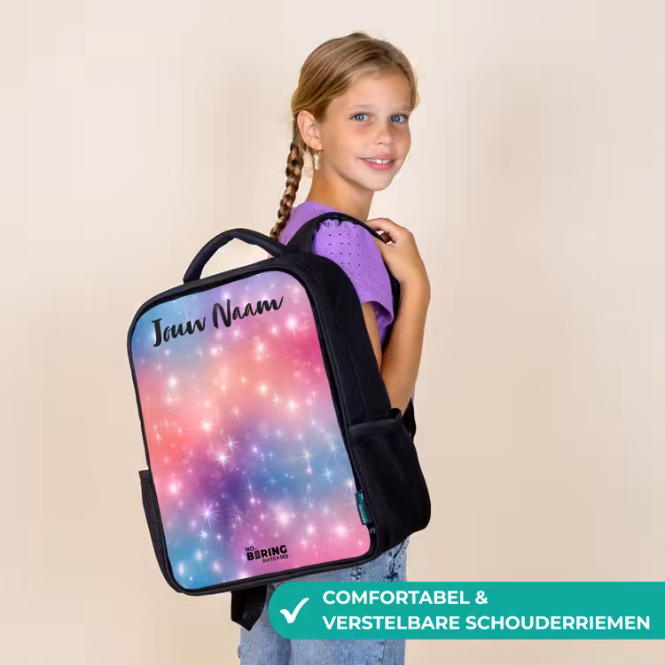 Kinderrugzak met naam - Zwart - Sterren - Abstract - Kleuren β 3