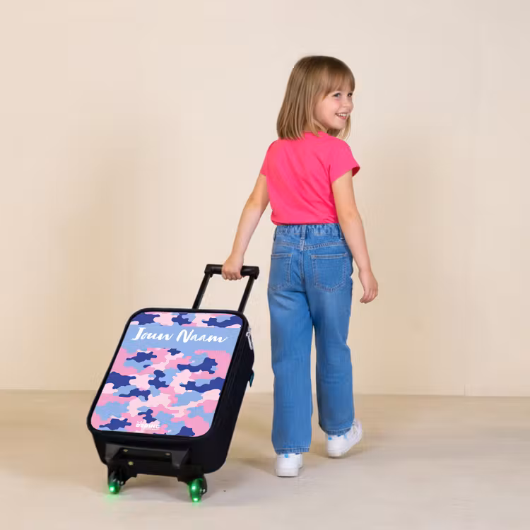 Kinderkoffers met naam - Camouflage - Roze - Blauw — 2