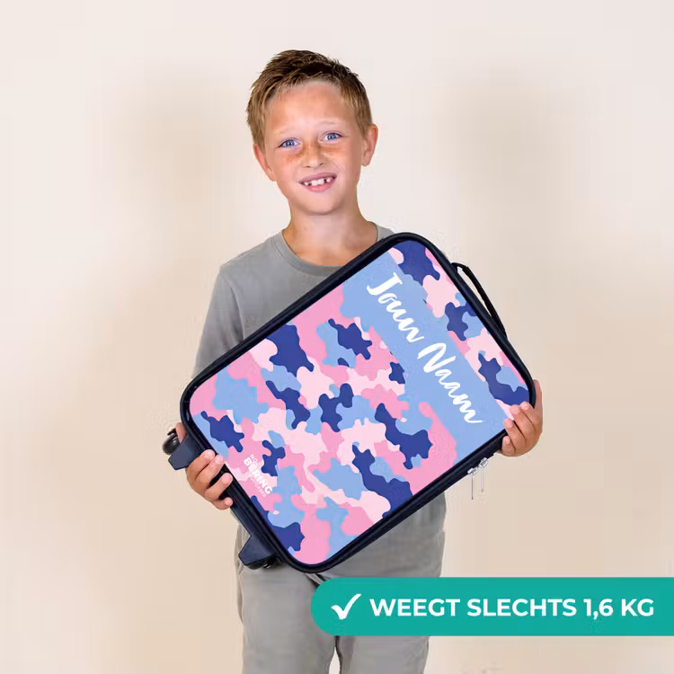 Kinderkoffers met naam - Camouflage - Roze - Blauw — 3
