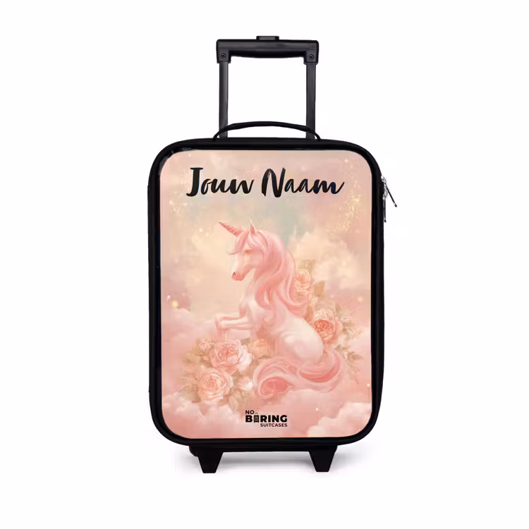 Kinderkoffers met naam - Eenhoorn - Wolken - Roze — 1