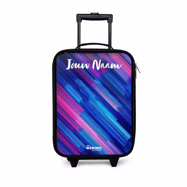 Kinderkoffers met naam - Neon - Strepen - Abstract - Blauw - Roze — 1