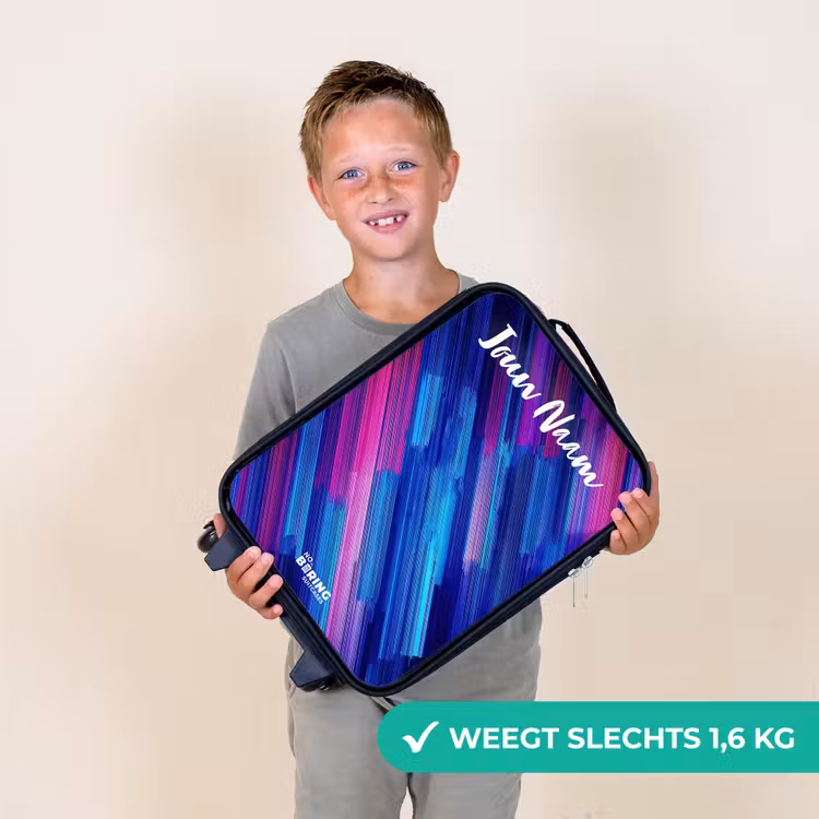 Kinderkoffers met naam - Neon - Strepen - Abstract - Blauw - Roze — 3