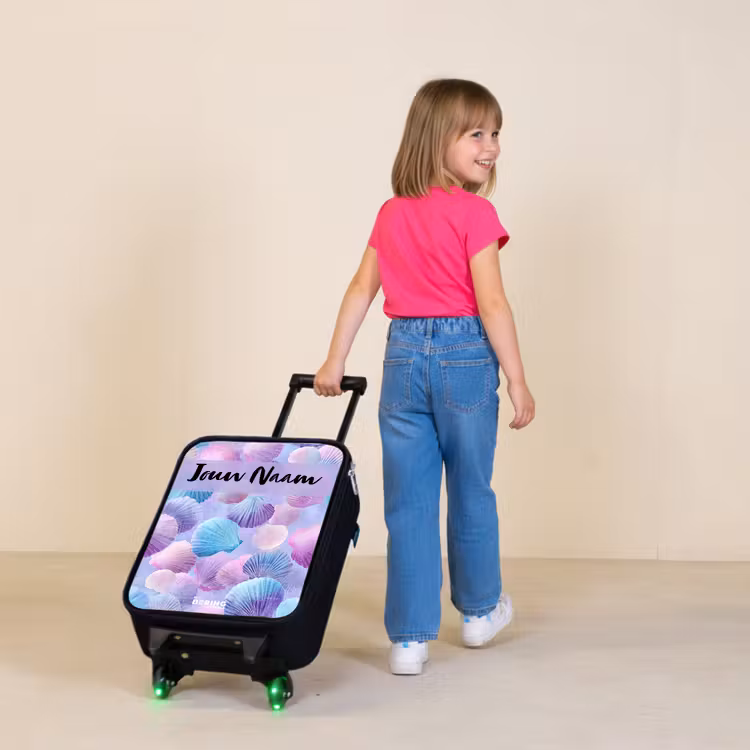 Kinderkoffers met naam - Schelpen - Paars - Blauw - Patroon — 2