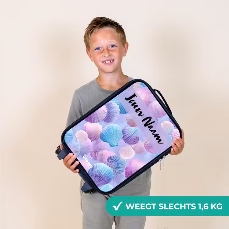 Kinderkoffers met naam - Schelpen - Paars - Blauw - Patroon — 3
