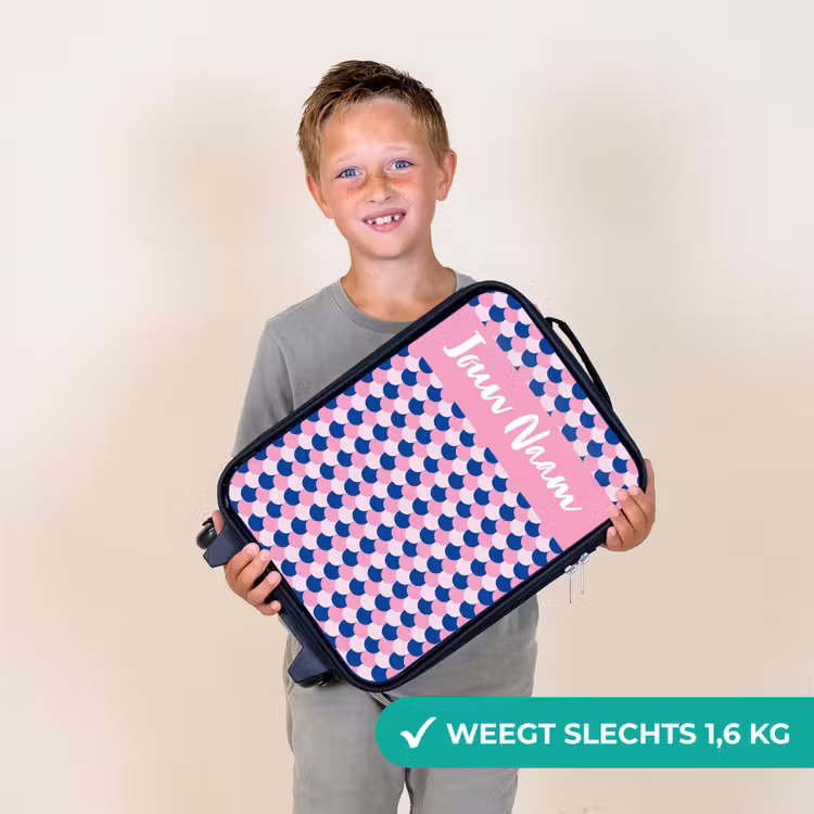 Kinderkoffers met naam - Schubben - Patroon - Blauw - Roze — 3