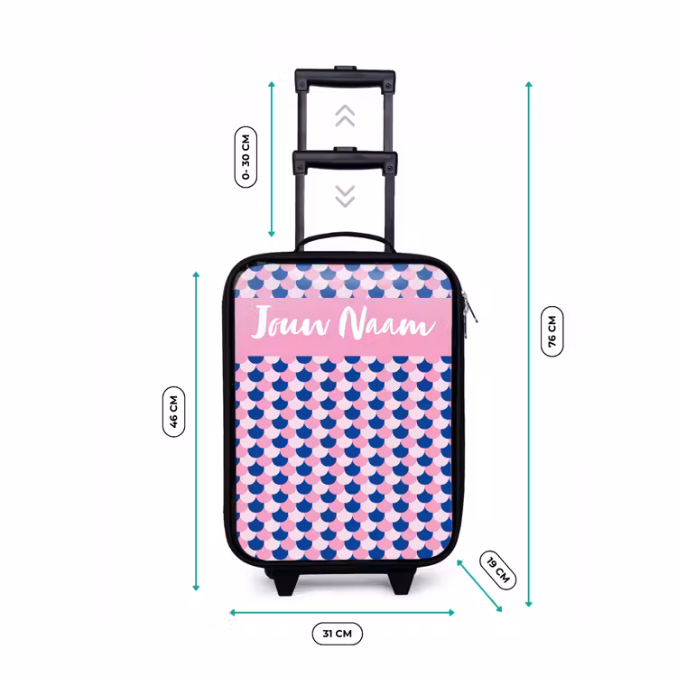 Kinderkoffers met naam - Schubben - Patroon - Blauw - Roze — 7