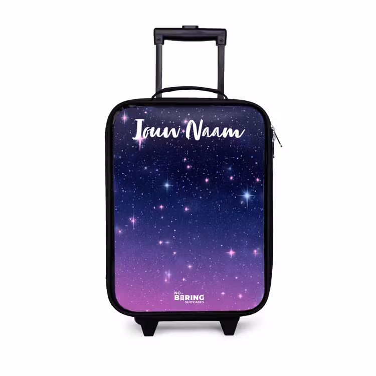Kinderkoffers met naam - Sterren - Galaxy - Blauw - Roze — 1