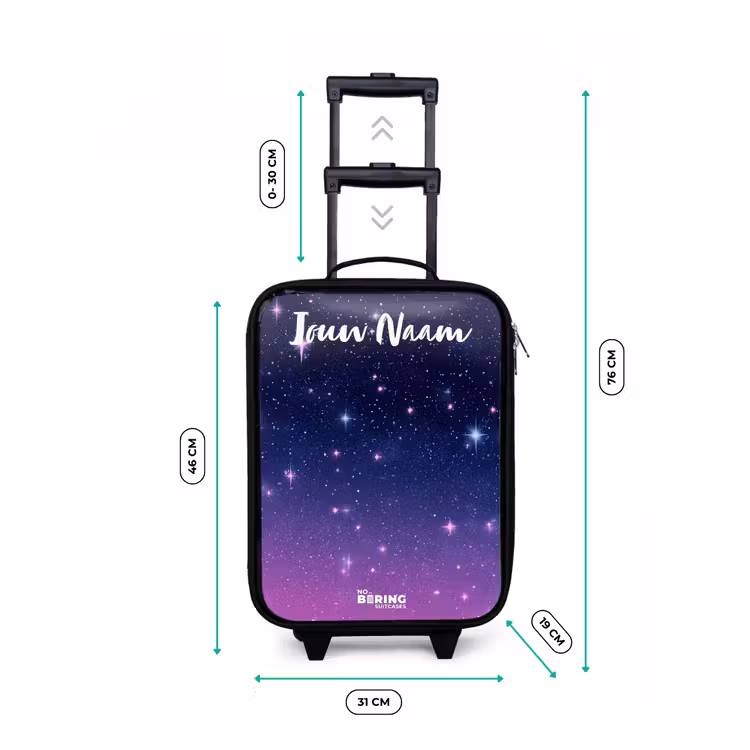 Kinderkoffers met naam - Sterren - Galaxy - Blauw - Roze — 7