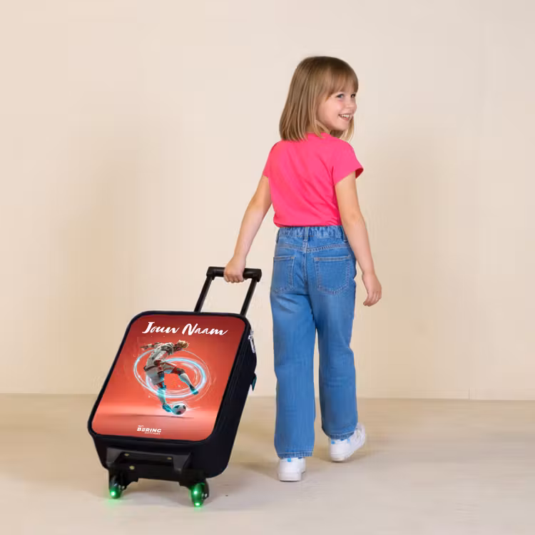 Kinderkoffers met naam - Voetballer - Bal - Lichtcirkel - Rood — 2