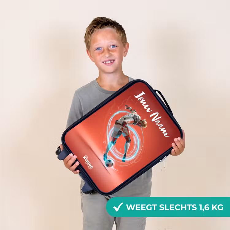 Kinderkoffers met naam - Voetballer - Bal - Lichtcirkel - Rood — 3