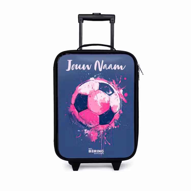 Kinderkoffers met naam - Voetbalvibes - Verf - Roze - Blauw — 1