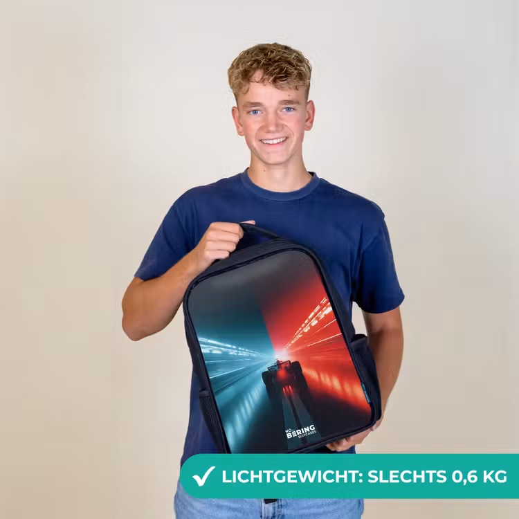 Kinderrugzak - Zwart - Baan - Raceauto - Neon - Rood β 2