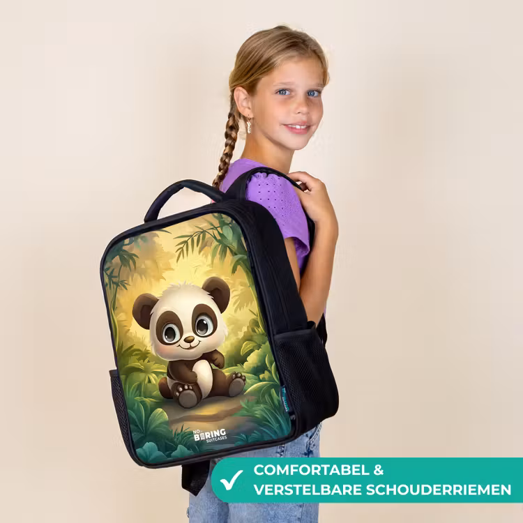 Kinderrugzak - Zwart - Panda - Bamboebos - Groen — 3